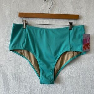 Kortni Jeane blue high rise bikini bottoms size XL NWT